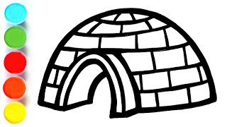 Igloo amp Sleigh Drawing Painting and Coloring for Kids Toddlers  How to Draw Paint Basics [upl. by Noyart946]