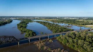 June 2024 Missouri River Flood  OmahaCouncil Bluffs [upl. by Llerehc]