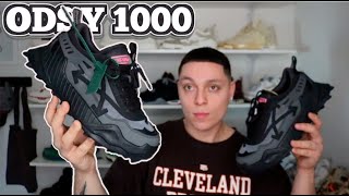 OFFWHITE Odsy 1000 Black Grey LaceUp Sneaker Review  ON FOOT [upl. by Ferreby]