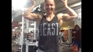 Eleonora Dobrinina flexing biceps Mr Betven [upl. by Annerb892]