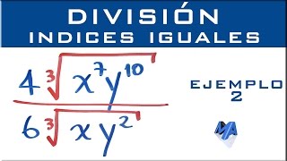 Division de radicales del mismo indice  Ejemplo 2 [upl. by Haret]