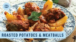 Greek Style Roasted Meatballs amp Potatoes Beeftekia me Patates sto Fourno [upl. by Pickett]