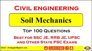 Soil mechanics MCQs with answers  100 objective questions of civil engineering  RRB JE  SSC JE [upl. by Boylston]