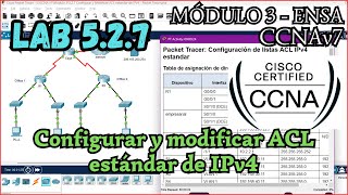 527 Packet tracer  Configurar y modificar ACL estandar de IPv4 Resolucion [upl. by Lem]