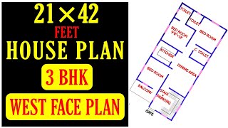 21 x 42 West Facing House Plan  21x42 Ghar Ka Naksha  3 BHK House Design  Build My Home [upl. by Asiel]