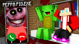 CURSED Peppa Pig CALL JJ amp Mikey at Night in Minecraft Maizen Animation [upl. by Stanislaw]