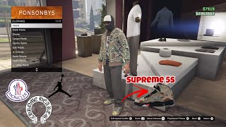 NYC STREETWEAR OUTFITS on GTA 5 DLC UPDATE NEW JORDAN 5s CHROME HEARTSMONCLERamp SUPREME [upl. by Esorrebma]