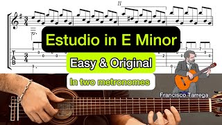 Francisco Tárrega  Estudio in E Minor TAB [upl. by Whitehouse847]