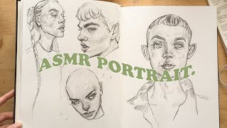 ASMR drawing faces in my sketchbook 🌿 for relaxation and sleep🍃 [upl. by Aissatan]