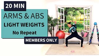 TRAILER FOR MEMBERS ONLY 20 MIN ARMS AND ABS WORKOUT with LIGHT WEIGHTS  STANDING amp MAT WORKOUT [upl. by Enimassej588]