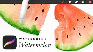 Watercolor Tutorial for Procreate \\ Watermelon Slice [upl. by Roselyn]