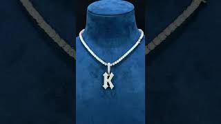 Tennis Chain amp Letter K Pendanthiphopjewelryrapperjewelryicedout diamondboyzcubanchain jewelry [upl. by Gervais481]