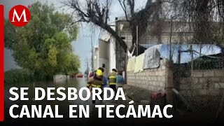 Tras lluvias intensas se reportó desbordamiento de canal en Tecámac Edomex [upl. by Vassar]