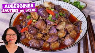 Aubergines sautées au bœuf et à la sauce piquante 🍆🌶️ ou pas Technique sans imbiber d’huile [upl. by Ettegirb586]