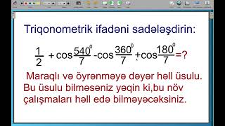 Triiqonometriya mövzusuna aid maraqlı məsələ və maraqlı həll üsulu MSalam [upl. by Eggett175]