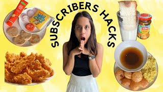 Trying FOOD HACKS Suggested by my Subscribers 😱😱  Weird Combinations  So Saute [upl. by Eltsyrk81]