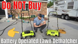 DONT Buy the Battery Operated Dethatcher  Scarifier Sun Joe unboxing Battery VS Corded [upl. by Ayila73]