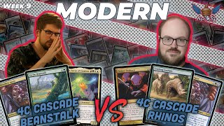 MTG Modern  4C Cascade Beanstalk vs 4C Cascade Rhinos  Super League  Week 9  Match 2 [upl. by Naujat]