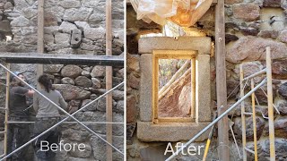 Stone House Renovation  Part 2 Opening a window [upl. by Yort290]