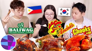 KOREANS TRY ANDOKS BALIWAG AND CHOOKS TO GO LITSONG MANOK 🇰🇷🇵🇭  ELs Planet [upl. by Bowrah]