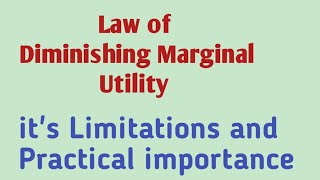 Law of Diminishing Marginal Utility its Limitations and Practical importance  Economics Notes [upl. by Adile]