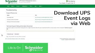 Downloading UPS Event Logs from Network Management Card 2 via Web  Schneider Electric Support [upl. by Nonnairb203]