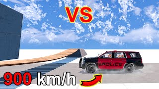 Monkey bridge vs Police Car collided at 900kmh with Dummy Cars Crash Test ⏩ BeamNG  Car Bins [upl. by Ydnolem]