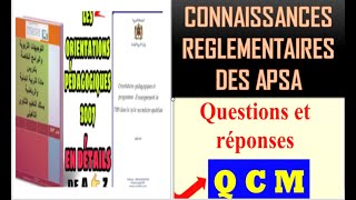 UN QCM AVEC REPONSES DES CONNAISSANCES REGLEMENTAIRES DES APSA 2éme PARTIE [upl. by Eintruoc]