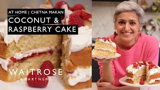 Chetna Makans Coconut amp Raspberry Cake  At Home  Waitrose [upl. by Ambler]