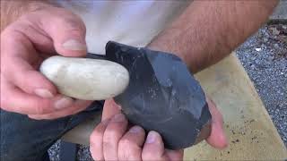 making a spearhead using only rock and antler [upl. by Viehmann]