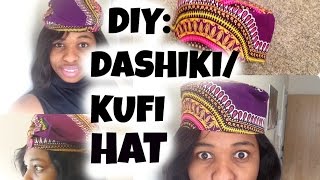 DIY HOW TO SEW A HAT AFRICAN KUFI HATBLACK PANTHER HAT [upl. by Olfe260]