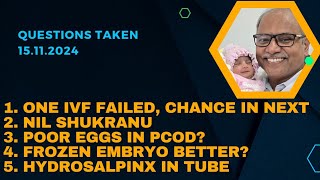 Questions Taken16112024 1 One IVF failed2 Nil Shukranu3 eggs in PCOD4 FET5 Hydrosalpinx [upl. by Radborne]