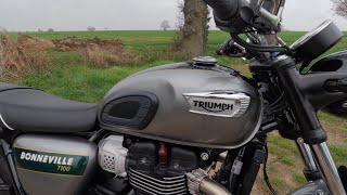 2022 Triumph Bonneville T100 Gold Line Test Ride Review PART 1  Road Closed Access Only Diversion [upl. by Takken]