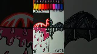 Drawing Bat with Different Techinques 🦇✨🖌️ halloween music art posca drawing bat [upl. by Vincents]