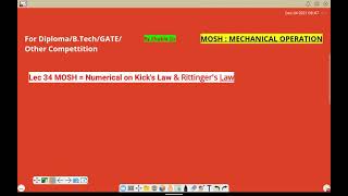 Lec 34 MOSH  Numerical on Rittingers Law Kicks Law of Crushing [upl. by Rhett]