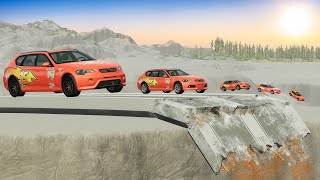 Big amp Small Wingo Taxi American Cars vs Broken Bridge Extreme Challenges in BeamNGDrive [upl. by Asilej140]