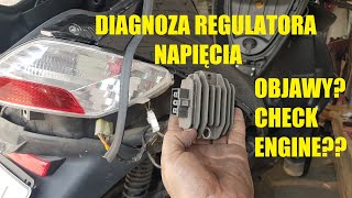 DIAGNOZA REGULATORA NAPIĘCIA OBJAWY BŁĄD SILNIKA CHECK ENGINE SKUTERA MOTOCYKLA PIAGGIO MP3 [upl. by Kester]