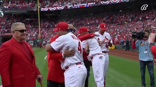 Cardinals introduce Yadi Waino and Albert on Opening Day [upl. by Ponzo]