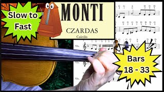 Monti Czardas  CLOSE UP Allegro Vivace Bar 18 to 33  Violin Sheet Music amp Piano Accompaniment [upl. by Milks349]