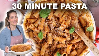 30 Minute One Pot Rigatoni With Meat Sauce [upl. by Jerz]