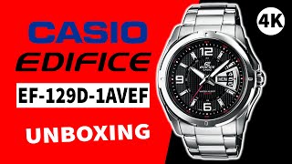 Casio Edifice EF129D1AVEF Unboxing 4K [upl. by Saibot]