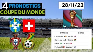 PRONOSTIC FOOT MES 4 PRONOSTICS CDM  Brésil  Suisse  Portugal  Uruguay [upl. by Maibach]