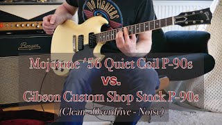 Mojotone 56 Quiet Coil P90 Pickups vs Gibson CS Stock P90s [upl. by Ennaxor465]