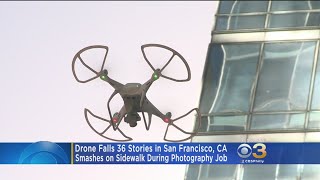 Drone Falls 36 Stories Narrowly Misses Pedestrians [upl. by Bergh]