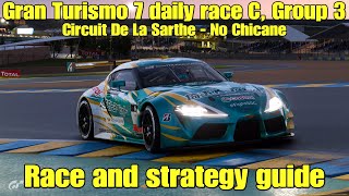 Gran Turismo 7 daily race C race and strategy guideGroup 3  Circuit De La Sarthe no chicane [upl. by Eekorehc490]