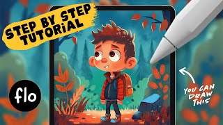 You Can Draw This Storybook Boy Character in PROCREATE  Step by Step Procreate Tutorial [upl. by Elvah]