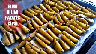 FIRINDA ELMA DİLİM PATATES KIZARTMASI BAHARATLI PATATES CİPSİ TARİFİ [upl. by Ennaharas]