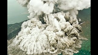 Aerial visuals of Anak Krakatau volcano eruption that caused Indonesia tsunami [upl. by Neysa]