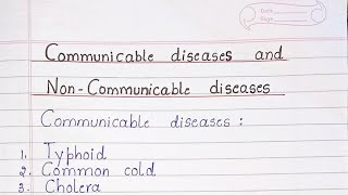 Communicable Diseases and Non Communicable Diseases [upl. by Ardekahs]