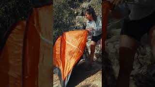 Solo camping adventure in the mountains 👙🔥🙀 camping outdoors survival lifehacks bushcraft [upl. by Grail]